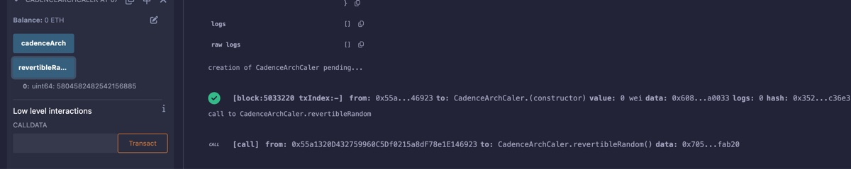 Calling revertibleRandom function
